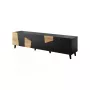 Móvel de TV cama meble ETNA 200×42×52 cm, tampo preto mate, estrutura em carvalho