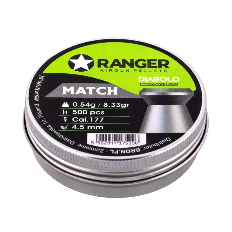 Chumbos para carabina de ar RANGER PRORO 4,5 mm Diabolo — 500 unid., prateado, distribuidor de alumínio