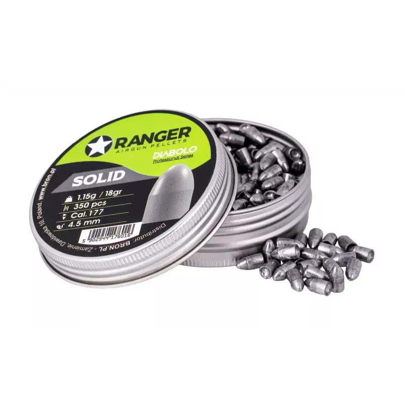 RANGER Diabolo Professional Solid PRORO.45.350 chumbos para armas de ar comprimido 4,5 mm, semirredondos, 1,15 g, 350 unid.