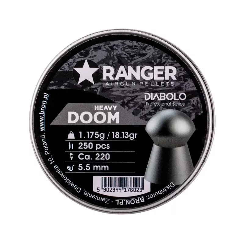 Diabolos RANGER PRORO.55.250.DH Diabolo 5,5 mm, 250 unid., cor prateada, distribuidor de alumínio
