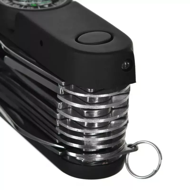 Faca de bolso AZYMUT Tatron multiferramenta com 25 ferramentas, aço inoxidável, 9 cm fechada, 200 g, coldre de couro
