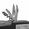 Faca de bolso AZYMUT Tatron multiferramenta com 25 ferramentas, aço inoxidável, 9 cm fechada, 200 g, coldre de couro