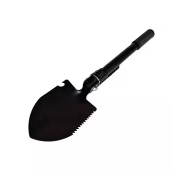Pá tática dobrável AZYMUT Trapper — aço inoxidável, preta, 410 mm, 565 g
