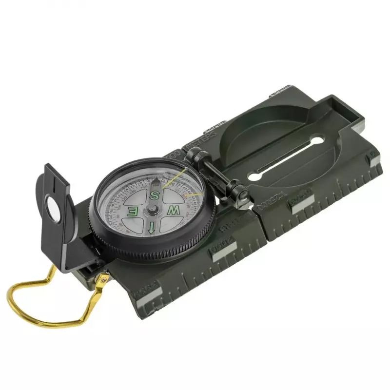 Bússola de navegação magnética Mil‑Tec Mil‑Tec US com iluminação, caixa de alumínio, escalas 1:50k e 1:25k, verde-azeitona