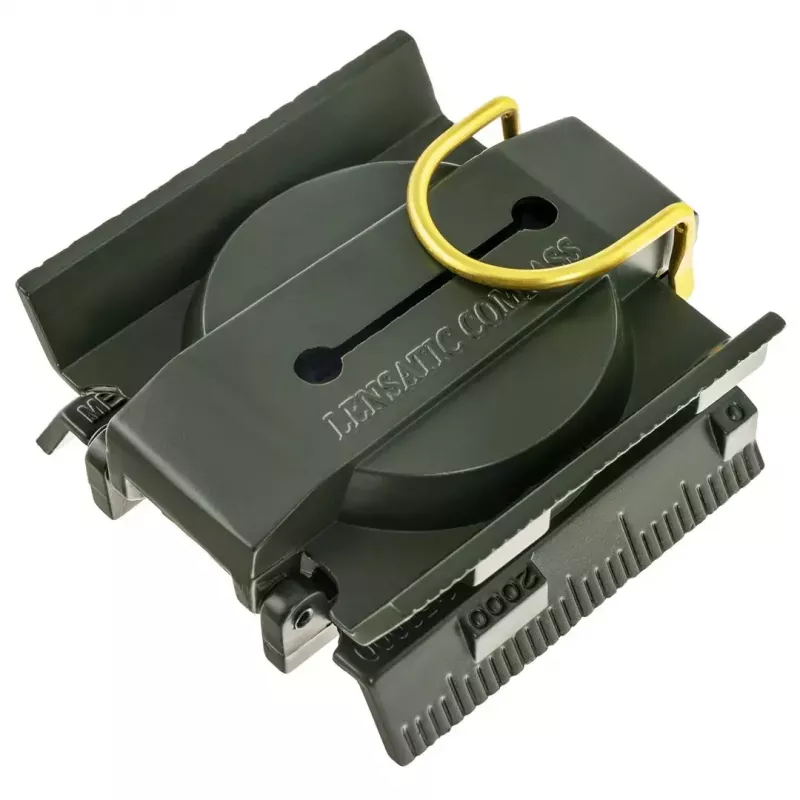 Bússola de navegação magnética Mil‑Tec Mil‑Tec US com iluminação, caixa de alumínio, escalas 1:50k e 1:25k, verde-azeitona