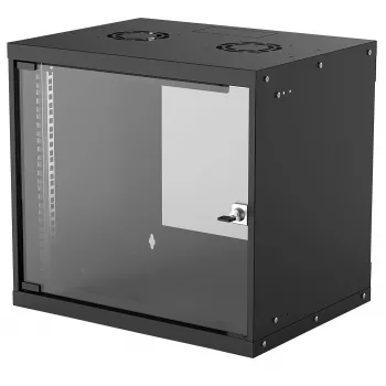 Rack de rede de parede 9U INTELLINET 19 polegadas (540×487×400 mm) preto, frente em vidro, IP20