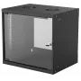 Intellinet 714174 armário de rede de parede de 19 polegadas 9U, 540×487×400 mm, porta de vidro com chave, máx. 50 kg, flatpack, preto