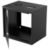 Intellinet 714174 armário de rede de parede de 19 polegadas 9U, 540×487×400 mm, porta de vidro com chave, máx. 50 kg, flatpack, preto