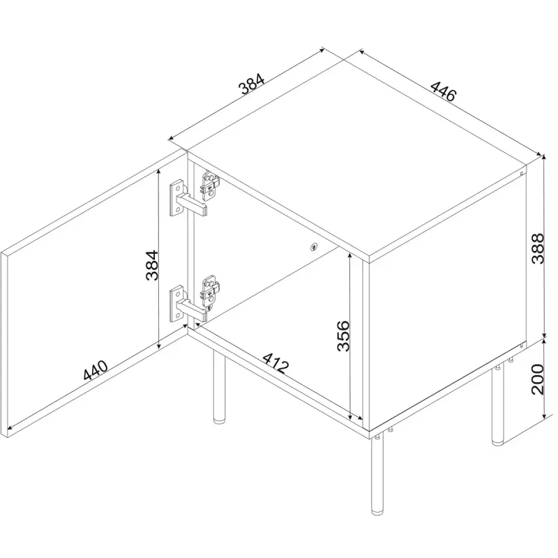 Mesa de cabeceira Cama meble SIENA 44,5×40×59 cm, cashmere mate, MDF e aglomerado, conjunto de 2