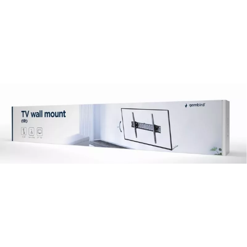 Gembird WM-70T-02 suporte de parede para TV de 37–70 polegadas, máx. 40 kg, VESA 200×200–600×400, inclinação ±12°, distância à parede 5,3 cm, aço, preto