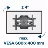 Gembird WM-75ST-01 suporte de parede articulado para TV de 32–75 polegadas, VESA 600×400, máx. 45,5 kg, inclinação -5°–8°, rotação ±50°, aço, preto