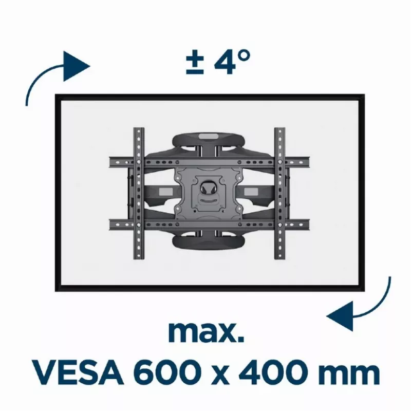 Gembird WM-75ST-01 suporte de parede articulado para TV de 32–75 polegadas, VESA 600×400, máx. 45,5 kg, inclinação -5°–8°, rotação ±50°, aço, preto