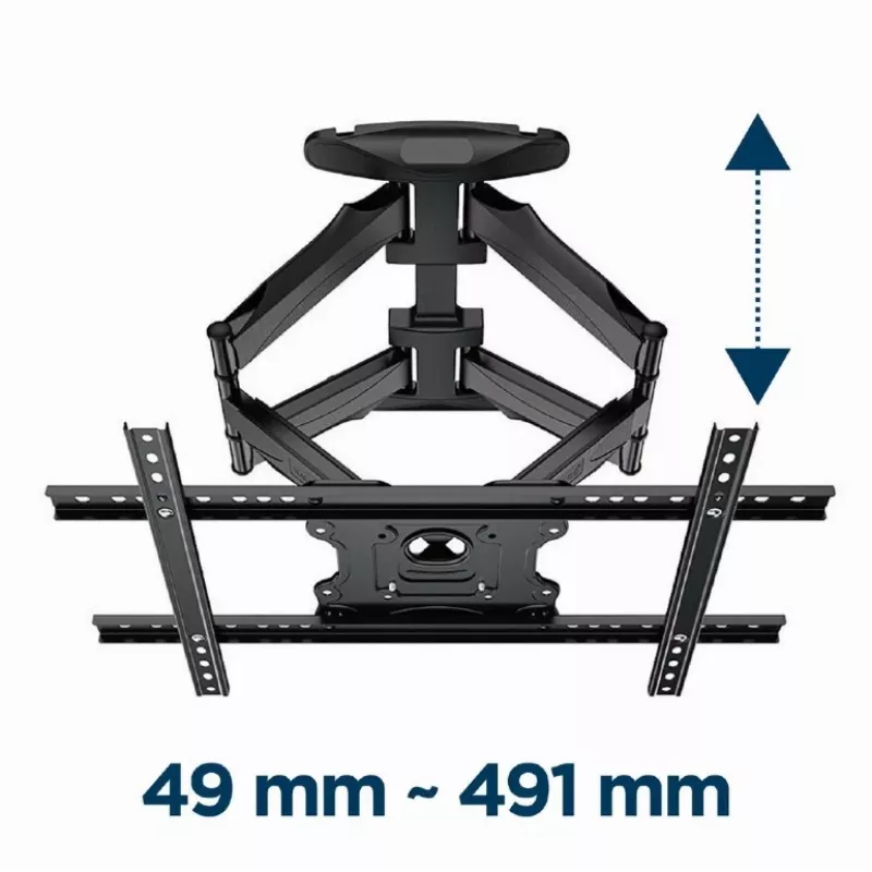 Gembird WM-75ST-01 suporte de parede articulado para TV de 32–75 polegadas, VESA 600×400, máx. 45,5 kg, inclinação -5°–8°, rotação ±50°, aço, preto