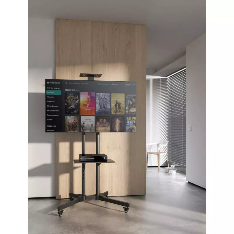 Suporte móvel para TV e monitor MANHATTAN 461238, móvel, preto, altura 1803 mm, VESA 200x200–600x400, máx. 50 kg