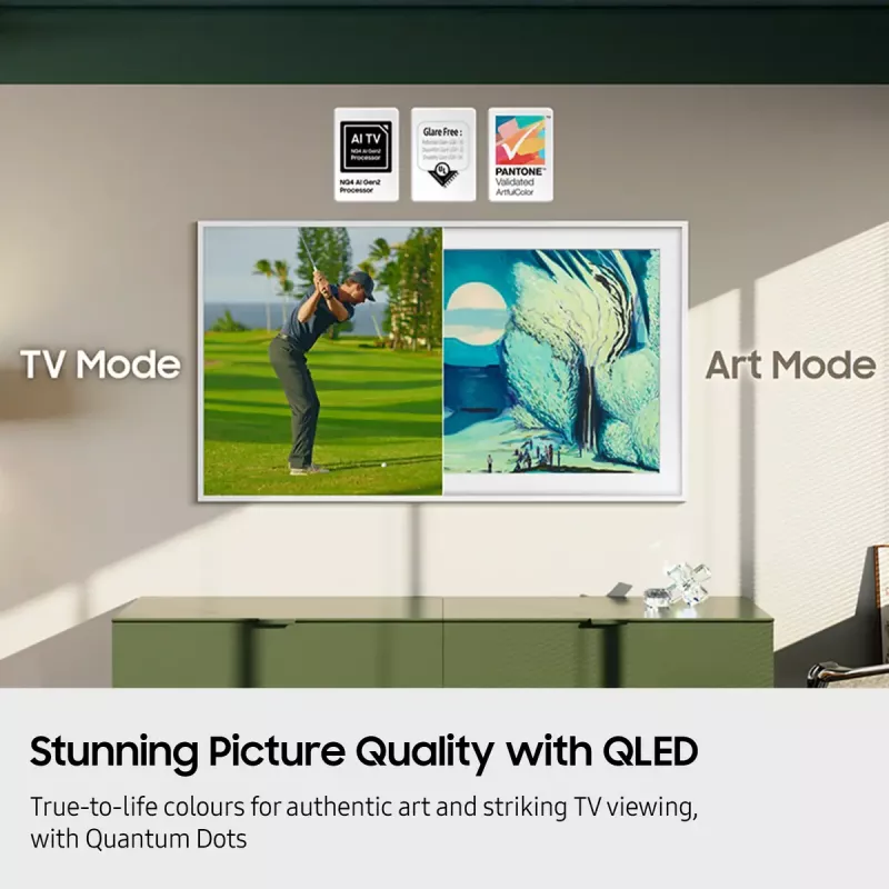 Televisor Samsung QE65LS03FAUXXH 65 polegadas The Frame QLED 4K HDR Smart TV, 3840×2160, Tizen, 120Hz