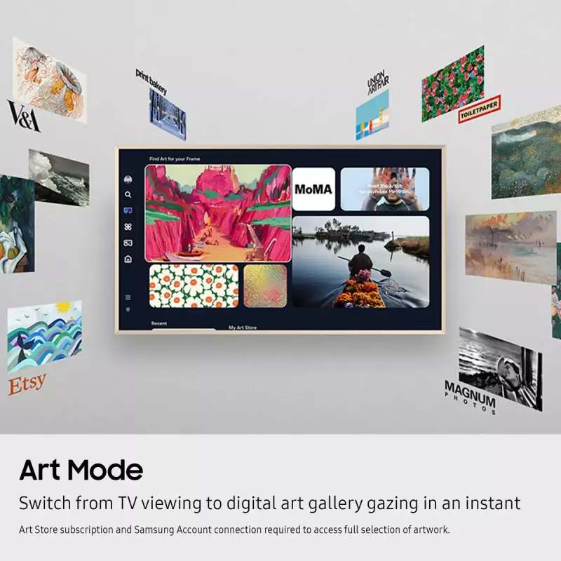 Televisor Samsung QE65LS03FAUXXH 65 polegadas The Frame QLED 4K HDR Smart TV, 3840×2160, Tizen, 120Hz