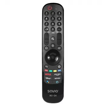 Comando à distância SAVIO RC-24 IR sem fios universal para TV, preto, botões, alcance 10 m, suporta 1 dispositivo