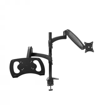 Suporte de secretária TRUST Mara suporte para monitor de braço duplo para 2 ecrãs até 32 polegadas – mola a gás, VESA 75x75–100x100, máx. 16 kg, grampo, preto