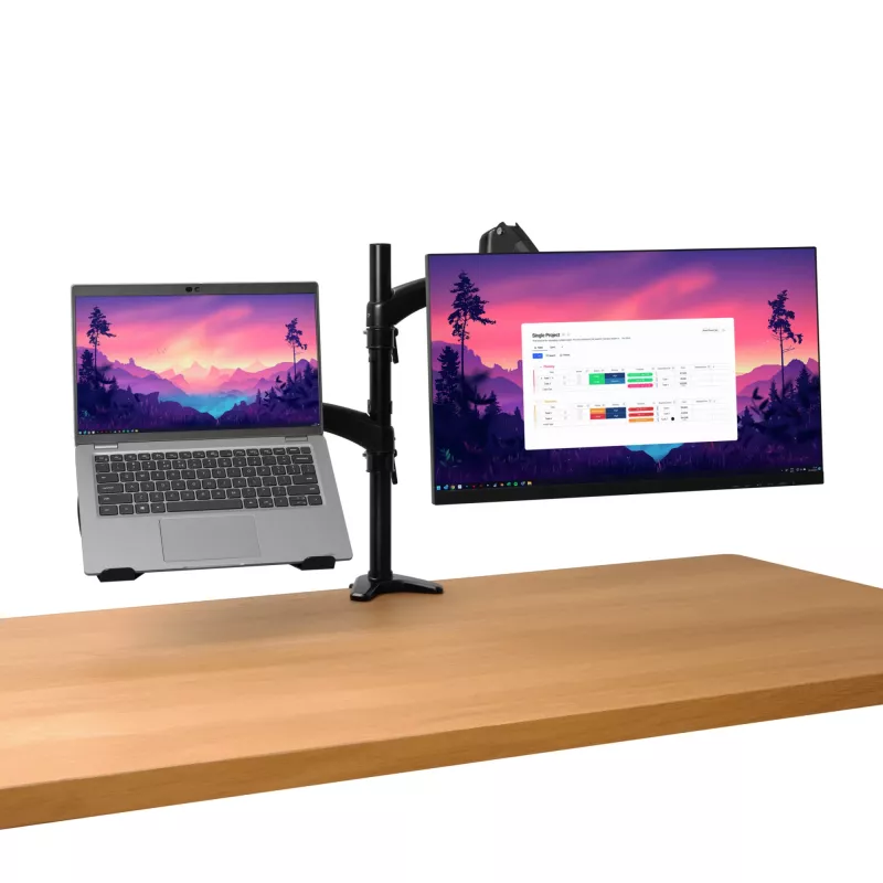 Suporte de secretária TRUST Mara suporte para monitor de braço duplo para 2 ecrãs até 32 polegadas – mola a gás, VESA 75x75–100x100, máx. 16 kg, grampo, preto