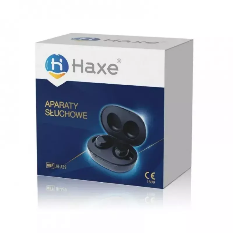 Amplificador de som Haxe JH-A39 In-Ear, recarregável, amplificação 35 dB, 400–4500 Hz, 6 níveis de volume, estojo de carregamento