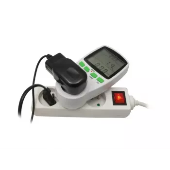 Wattímetro GreenBlue GB202 medidor de potência 0–9999 W, 3600 W máx, 220–240 V, 16 A, ecrã LCD