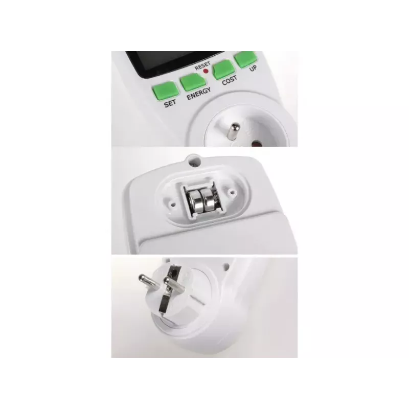 Wattímetro GreenBlue GB202 medidor de potência 0–9999 W, 3600 W máx, 220–240 V, 16 A, ecrã LCD