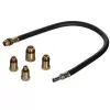 Manómetro analógico YATO YT-73022 0–20 bar, mostrador de 75 mm, aço carbono, mangueira de 0,5 m, 4 adaptadores de latão, mala de transporte