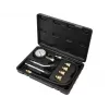 Manómetro analógico YATO YT-73022 0–20 bar, mostrador de 75 mm, aço carbono, mangueira de 0,5 m, 4 adaptadores de latão, mala de transporte