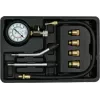 Manómetro analógico YATO YT-73022 0–20 bar, mostrador de 75 mm, aço carbono, mangueira de 0,5 m, 4 adaptadores de latão, mala de transporte