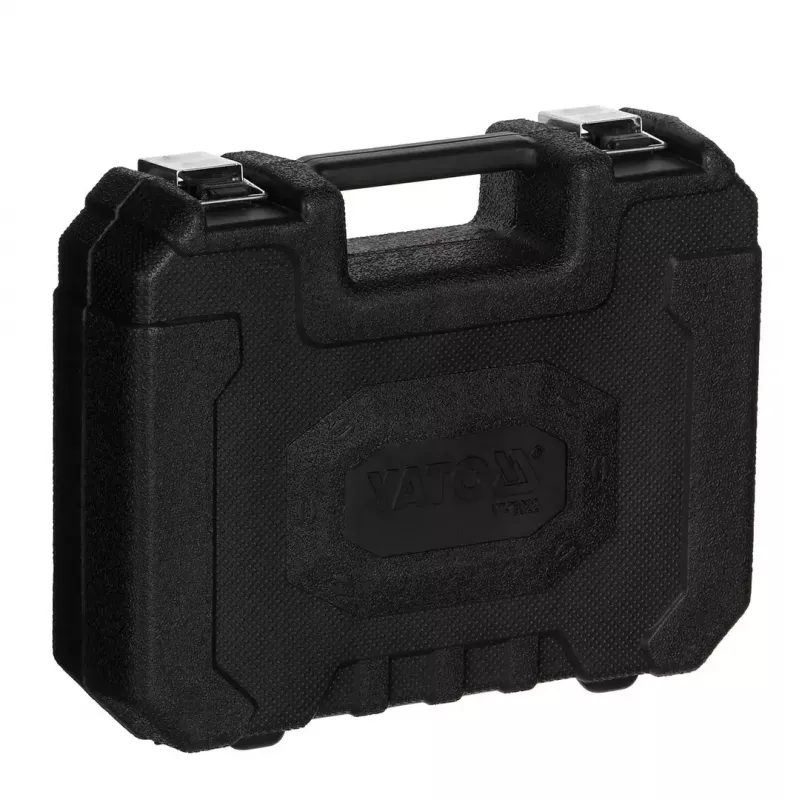 Manómetro analógico YATO YT-73022 0–20 bar, mostrador de 75 mm, aço carbono, mangueira de 0,5 m, 4 adaptadores de latão, mala de transporte