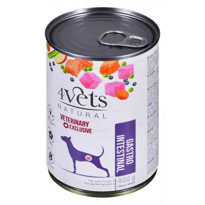4VETS Natural Gastro Intestinal comida húmida para cães, 400 g