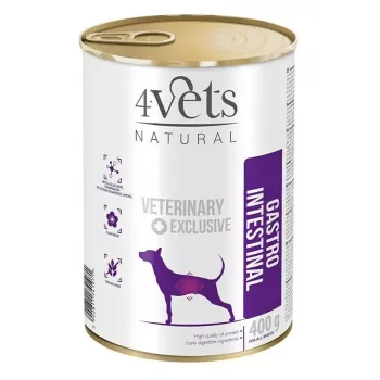Comida húmida para cães 4vets Natural Gastro Intestinal 400 g — dieta húmida terapêutica para apoiar a digestão, peru, 7,5 % de proteína, 5,5 % de gordura, sem glúten e sem lactose