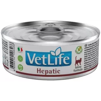 Comida húmida para gatos Farmina Vet Life Natural Diet Cat Hepatic 85 g — apoio hepático, frango, sem cereais, adulto