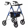 Andarilho de reabilitação ActionMed CH100AM — andarilho leve de alumínio com 4 rodas, altura ajustável 700–937 mm, assento 35×32 cm, carga máx. 136 kg, dobrável