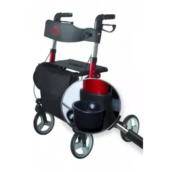 Andarilho de alumínio de quatro rodas ANTAR AT51006, dobrável, altura ajustável, rodas de 20 cm, carga máx. 136 kg, assento 25×46 cm, peso 7,35 kg