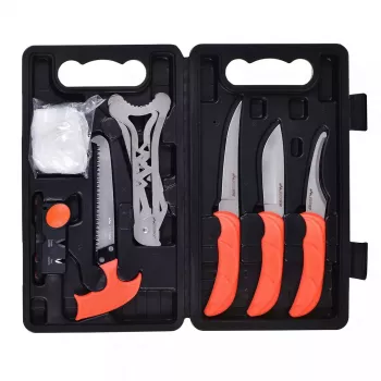 Conjunto de facas de caça fixas Outdoor Edge Jaeger Pak 02OE069 com faca e ferramentas para processamento de caça