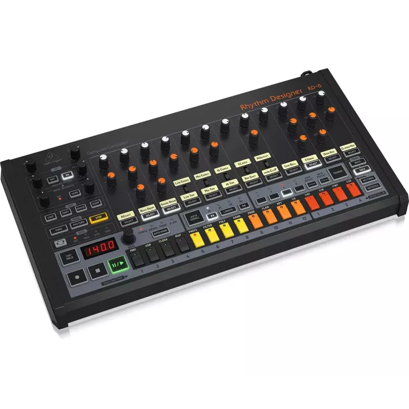 Máquina de ritmos e bateria Behringer RD-8 MKII, gama de calibração 10 – 15000 Hz