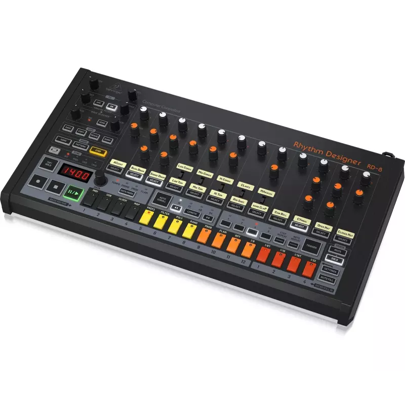 Máquina de ritmos e bateria Behringer RD-8 MKII, gama de calibração 10 – 15000 Hz