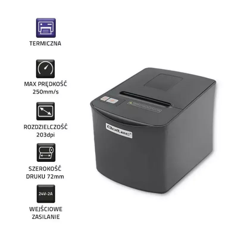 Impressora térmica de etiquetas QOLTEC 50256 com interface USB – impressora POS compacta