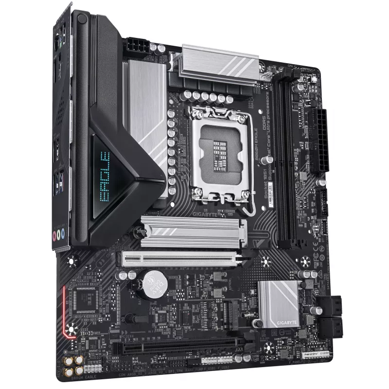 Placa-mãe GIGABYTE B860M EAGLE - CPUs Intel Core Ultra Series, VRM 6+1+2+1 fases, até 9066 MHz DDR5, 1x PCIe 5.0 + 1x PCIe 4.0 M.2, LAN 2,5 GbE, USB 3.2 Gen 1