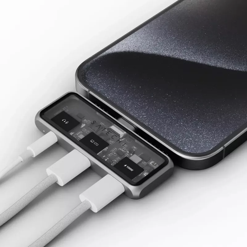 Docking para portátil Satechi ST-HXRAJM — USB 3.2 Gen 2 (Type-C), 100W PD, cinzento