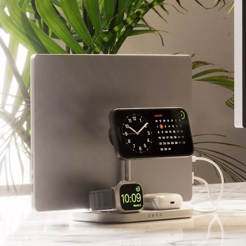 Carregador móvel ZENS ZEDC29W/00 carregamento rápido sem fios prateado branco