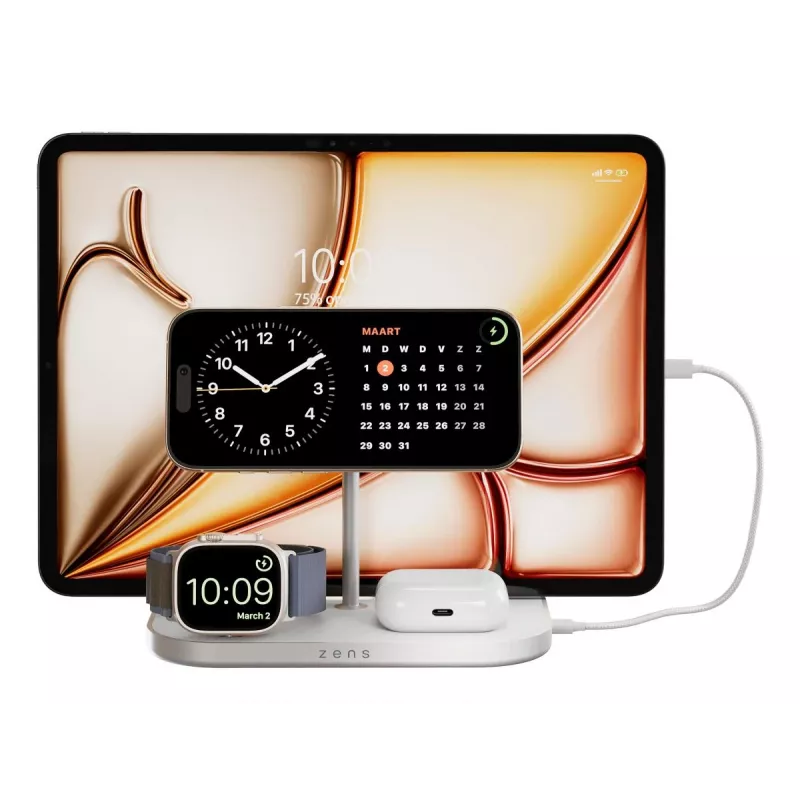 Carregador móvel ZENS ZEDC29W/00 carregamento rápido sem fios prateado branco