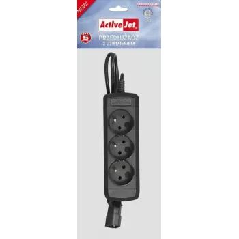 Extensão elétrica ActiveJet COMBO-IEC-3G/1.5M — cabo IEC de 3 condutores, 1,5 m, 3 tomadas AC, 230 V/50 Hz, 10 A, preto