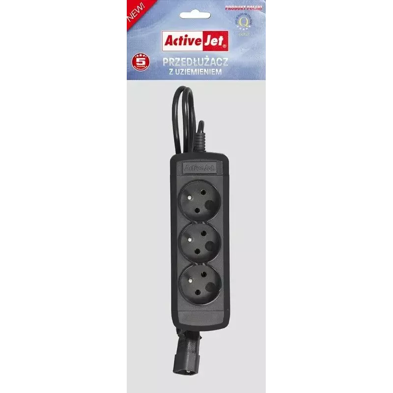 Activejet COMBO-IEC-3G/1.5M extensão elétrica, 3 tomadas tipo E (UTE), 10 A, 1,5 m, preta