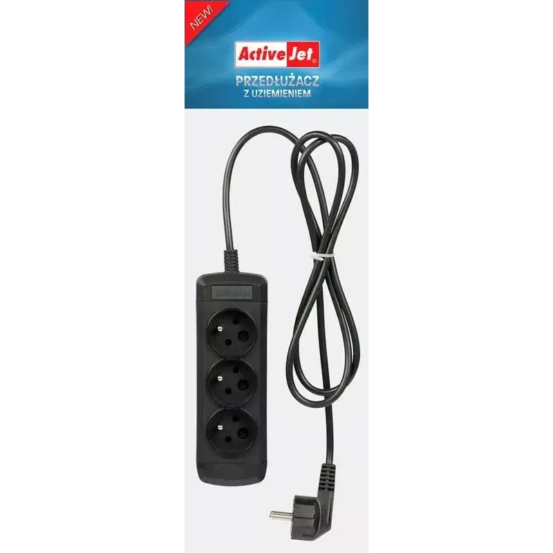 Activejet 3GNU-1.5M-C régua de tomadas com cabo, 1,5 m, preta