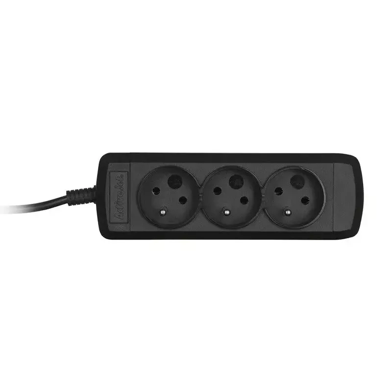 Régua de tomadas ActiveJet 3GNU - 3M - C, 3 tomadas Type E, cabo de 3 m, 230 V, 10 A, preto