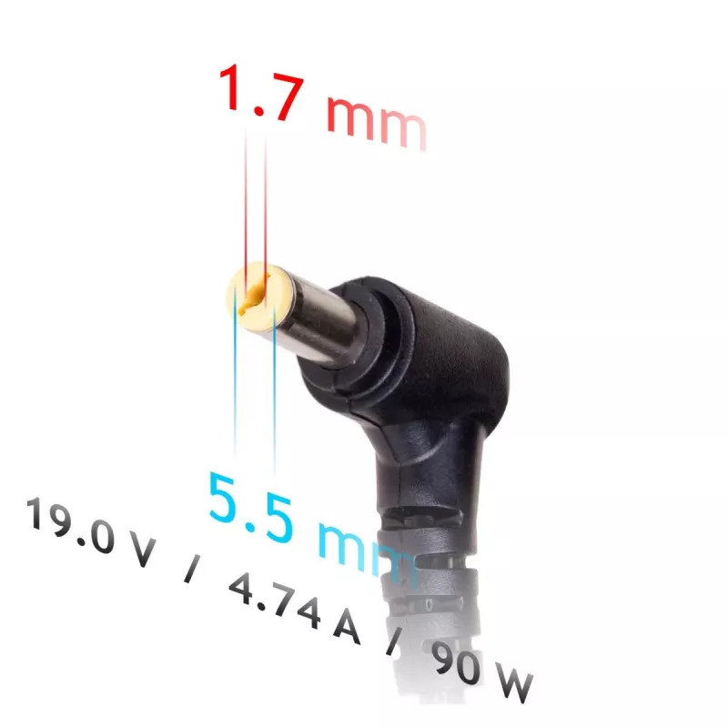 Fonte de alimentação para portátil Akyga AK-ND-12 para Acer, 90 W, 19 V / 4,74 A, 5,5 x 1,7 mm