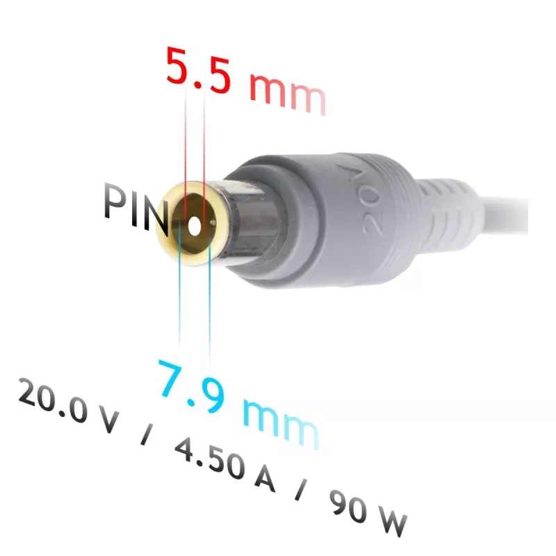 Fonte de alimentação para portátil Akyga AK-ND-18 para Lenovo, 90 W, 20 V / 4,5 A, 7,9 x 5,5 mm com pino