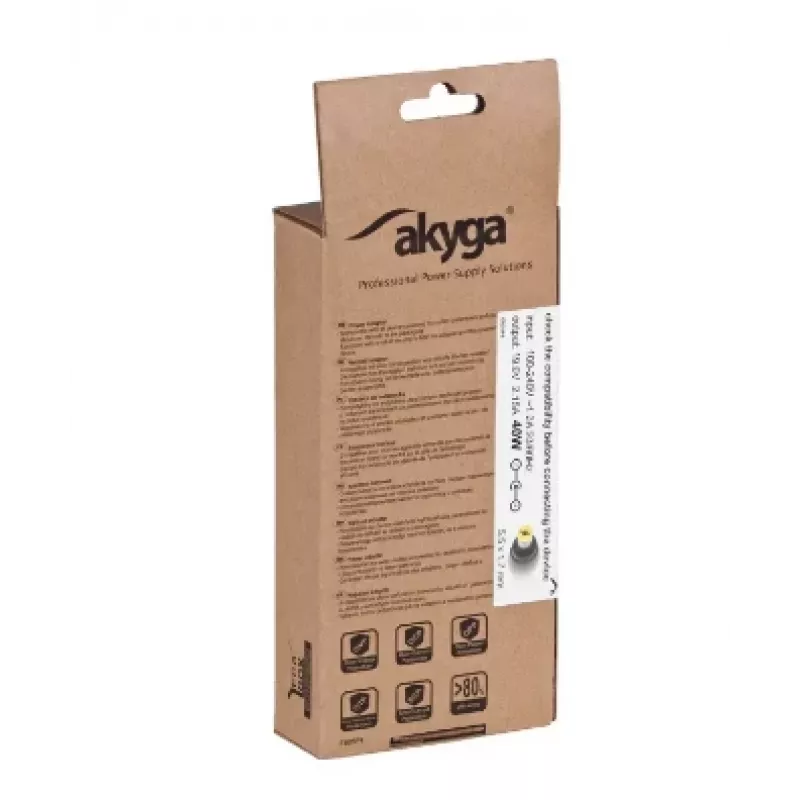 Fonte de alimentação para portátil Akyga AK-ND-47 para Acer, 40 W, 19 V / 2,15 A, 5,5 x 1,7 mm